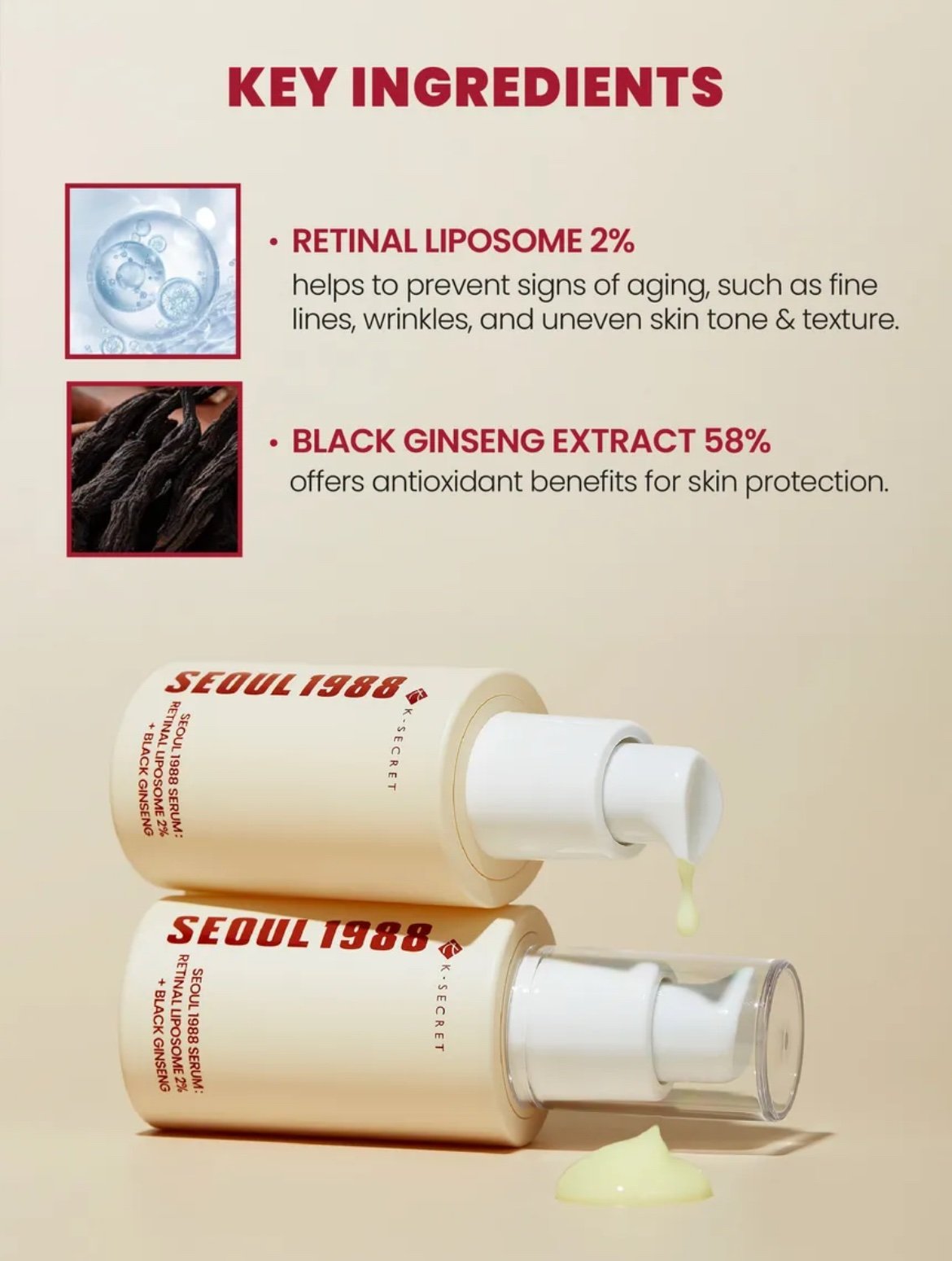KSECRET SEOUL 1988 Serum: Retinal Liposome 2% + Black Ginseng - Image 3