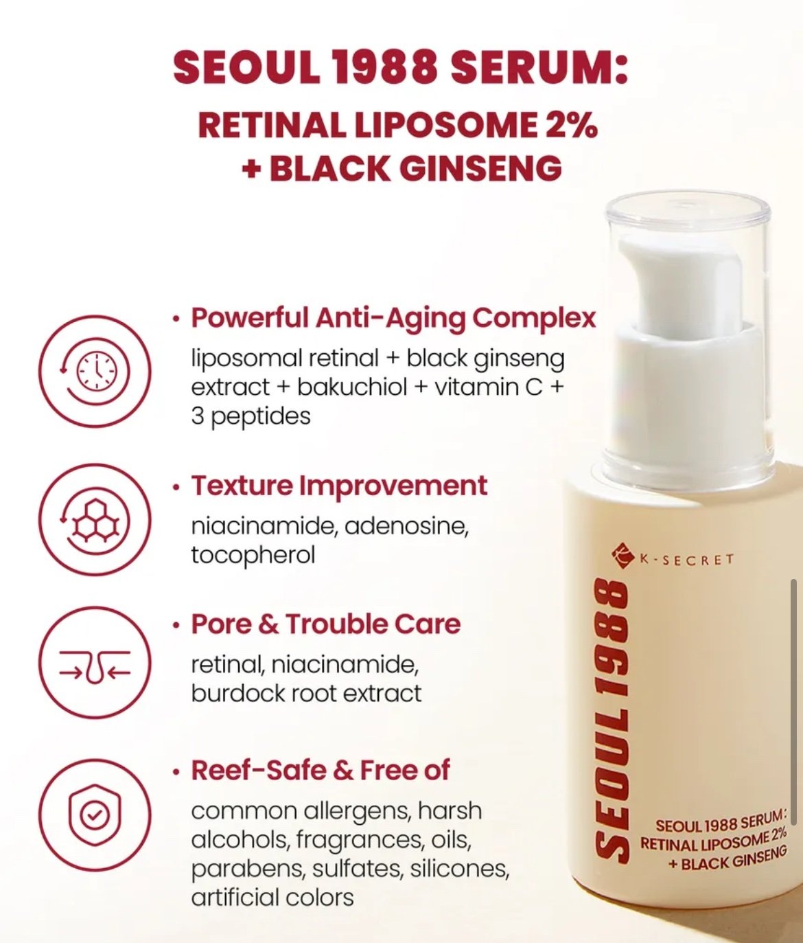 KSECRET SEOUL 1988 Serum: Retinal Liposome 2% + Black Ginseng - Image 2