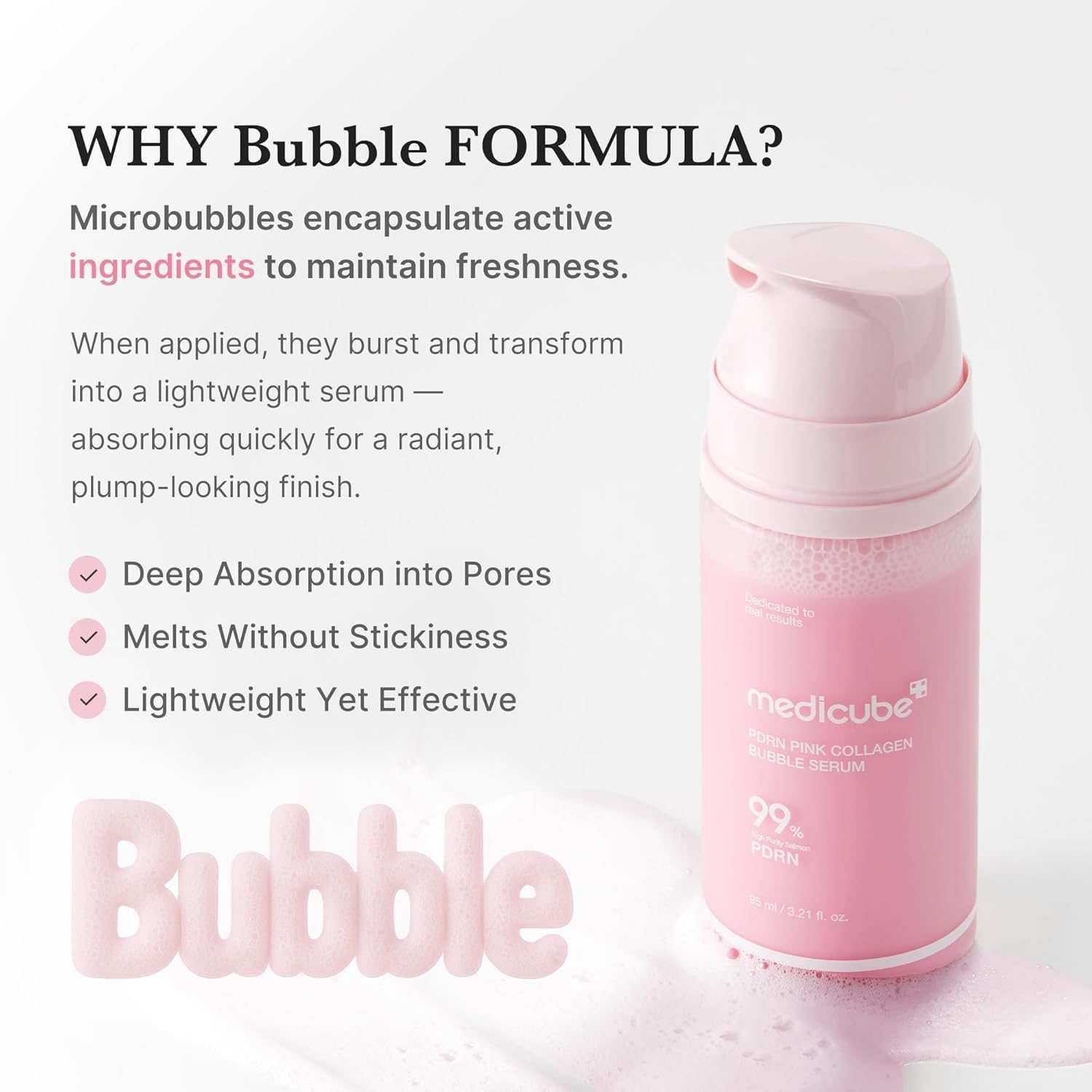 Medicube PDRN Pink Collagen Bubble Serum, 95ml - Image 5